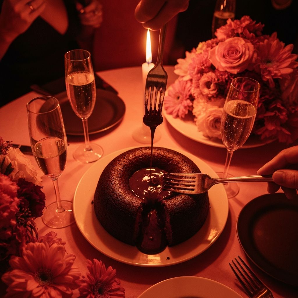 Event celebration with molten lava cake